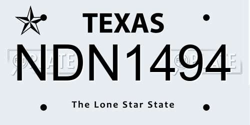 NDN1494 Texas License Plate