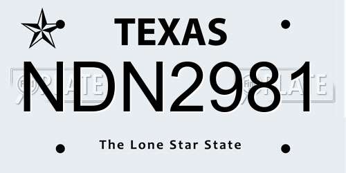 NDN2981 Texas License Plate