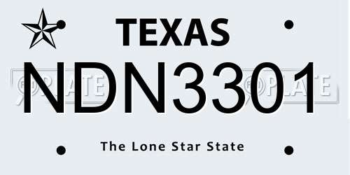 NDN3301 Texas License Plate