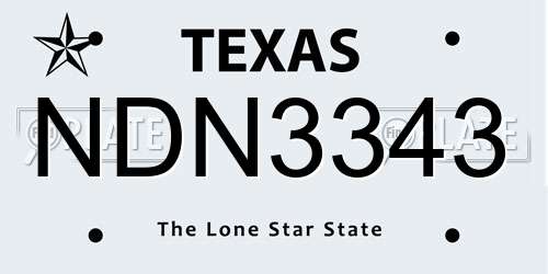 NDN3343 Texas License Plate