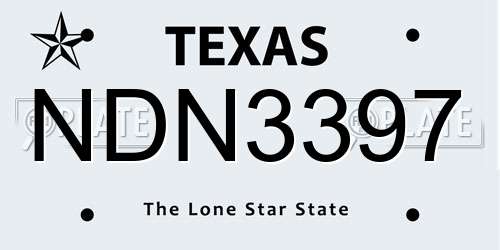 NDN3397 Texas License Plate