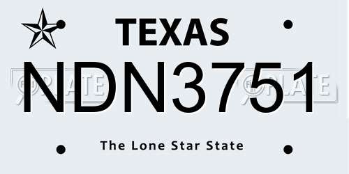 NDN3751 Texas License Plate