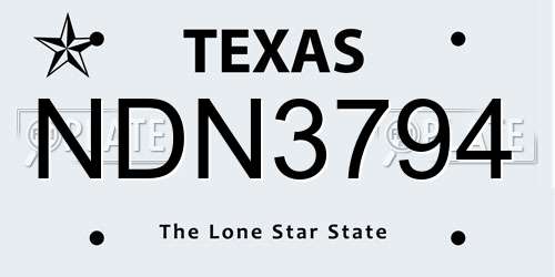 NDN3794 Texas License Plate