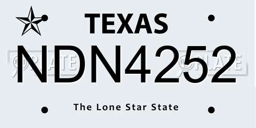 NDN4252 Texas License Plate