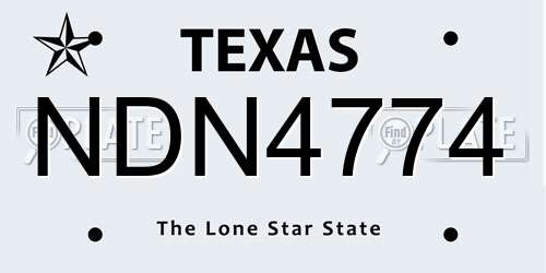 NDN4774 Texas License Plate