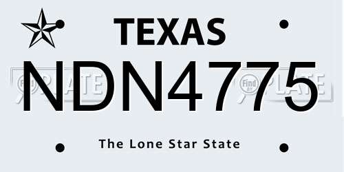 NDN4775 Texas License Plate