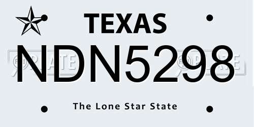NDN5298 Texas License Plate