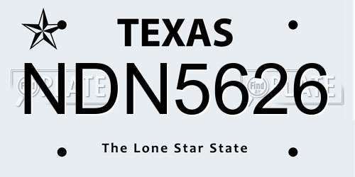 NDN5626 Texas License Plate