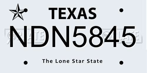 NDN5845 Texas License Plate