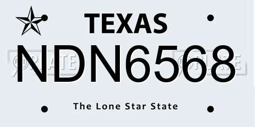 NDN6568 Texas License Plate