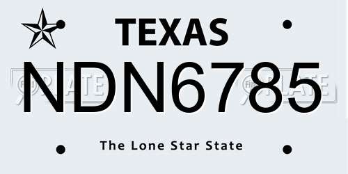 NDN6785 Texas License Plate