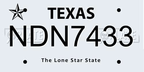 NDN7433 Texas License Plate