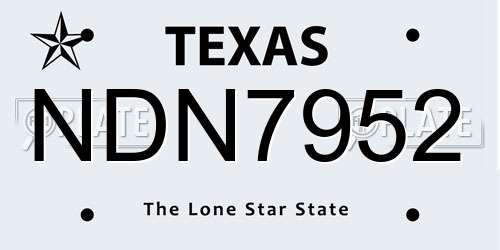 NDN7952 Texas License Plate
