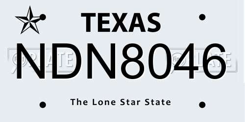 NDN8046 Texas License Plate