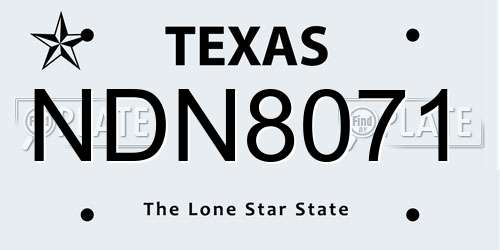 NDN8071 Texas License Plate
