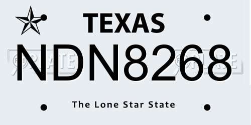 NDN8268 Texas License Plate