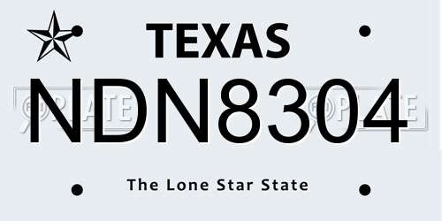 NDN8304 Texas License Plate