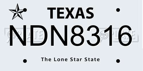 NDN8316 Texas License Plate