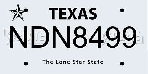 NDN8499 Texas License Plate