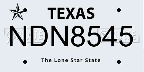 NDN8545 Texas License Plate