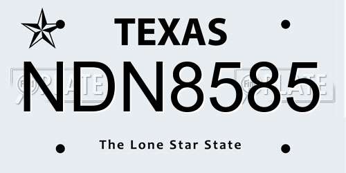 NDN8585 Texas License Plate