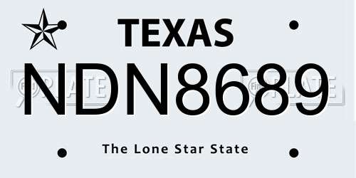 NDN8689 Texas License Plate