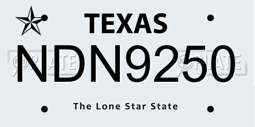 NDN9250 Texas License Plate