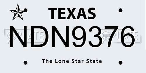 NDN9376 Texas License Plate