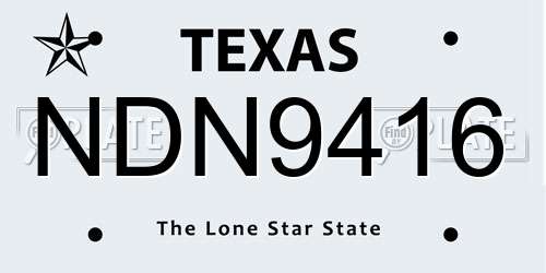 NDN9416 Texas License Plate