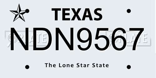 NDN9567 Texas License Plate