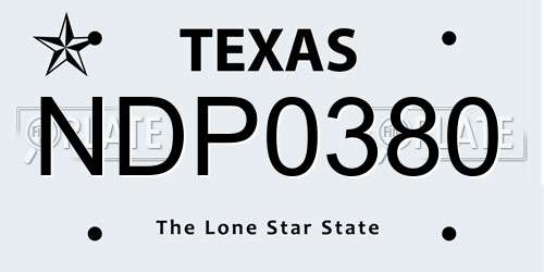 NDP0380 Texas License Plate