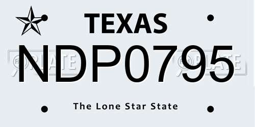 NDP0795 Texas License Plate