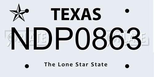 NDP0863 Texas License Plate