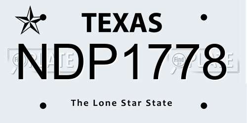 NDP1778 Texas License Plate