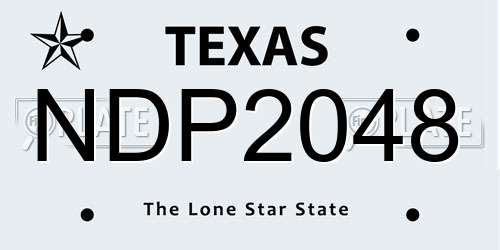NDP2048 Texas License Plate