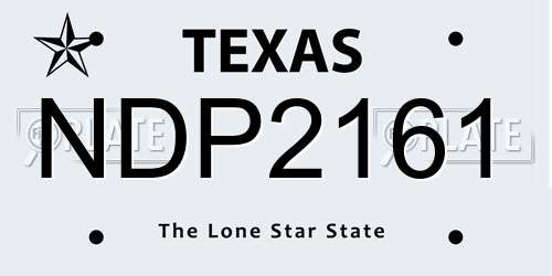 NDP2161 Texas License Plate