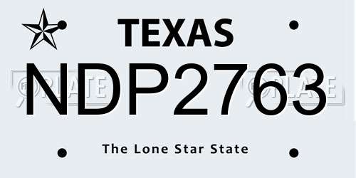 NDP2763 Texas License Plate