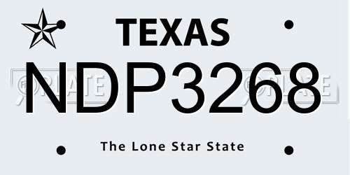 NDP3268 Texas License Plate