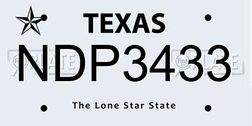 NDP3433 Texas License Plate