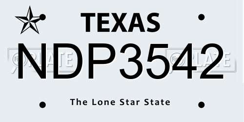 NDP3542 Texas License Plate