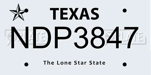 NDP3847 Texas License Plate