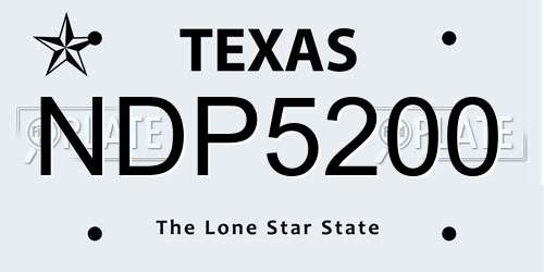 NDP5200 Texas License Plate