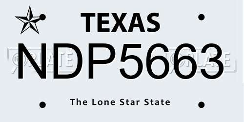 NDP5663 Texas License Plate