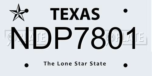 NDP7801 Texas License Plate