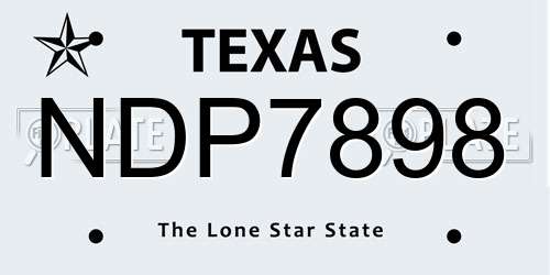 NDP7898 Texas License Plate