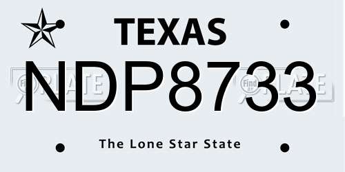 NDP8733 Texas License Plate