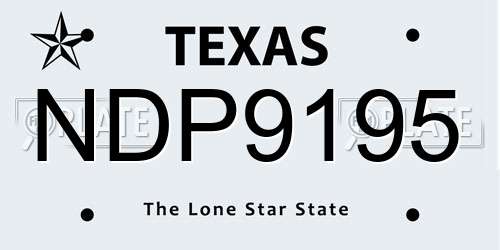 NDP9195 Texas License Plate