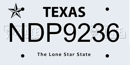 NDP9236 Texas License Plate