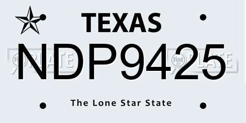 NDP9425 Texas License Plate