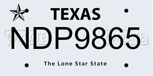 NDP9865 Texas License Plate